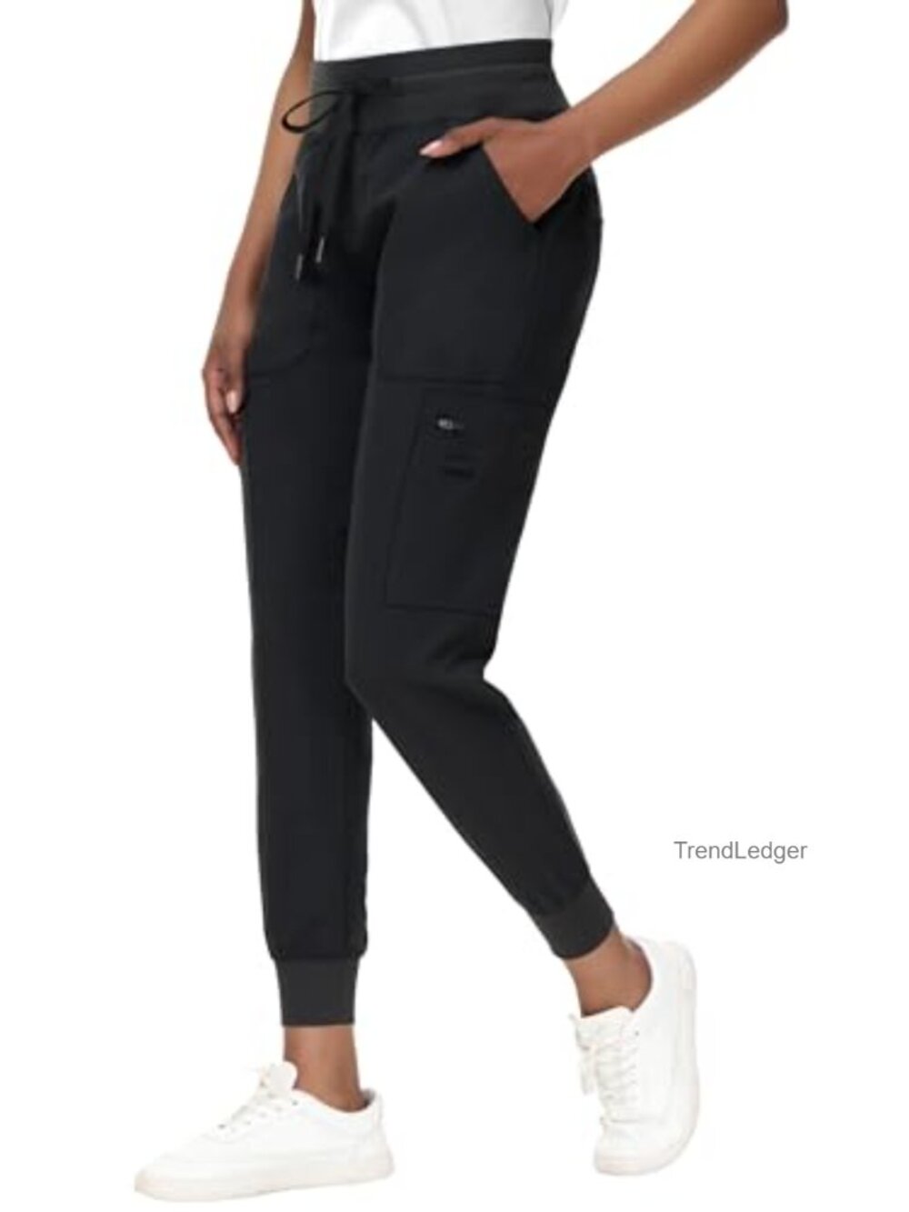 High Waisted Jogger Scrub Pants Women Tapered Leg 8 Pockets Moisture Wicking